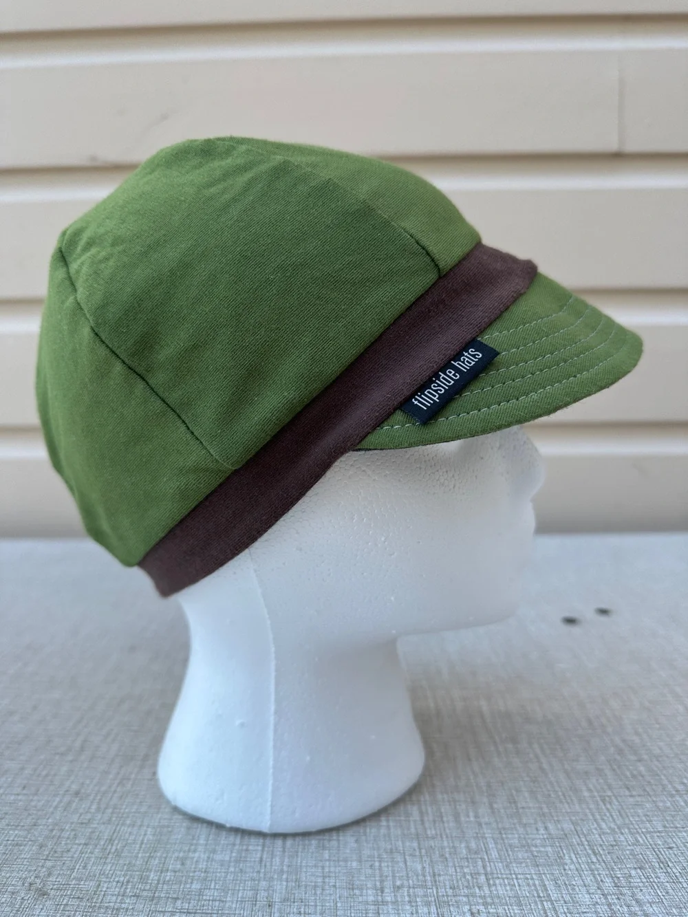 Olive Green cotton blend Floral Accent stretch cap Hat with Flower